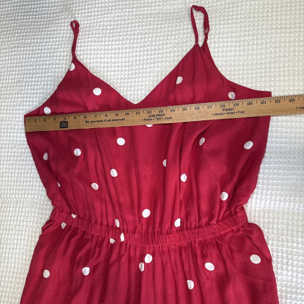 LOFT Sleeveless Jumpsuit Womens Plus 16 Pink Polka Dots Pockets Adjustable NWT - Picture 4 of 14